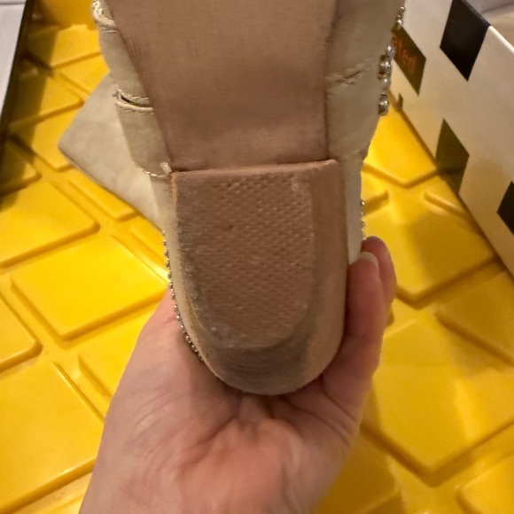 Not Rated Beige Heeled Boots with Rhinestone Straps - Picture 6 of 10